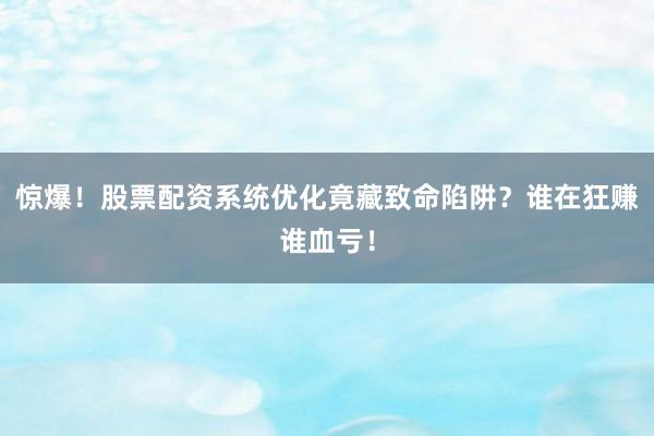 惊爆！股票配资系统优化竟藏致命陷阱？谁在狂赚谁血亏！