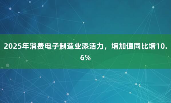2025年消费电子制造业添活力，增加值同比增10.6%