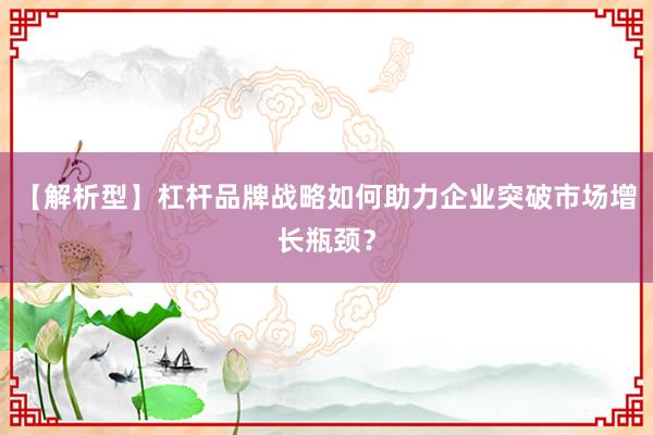 【解析型】杠杆品牌战略如何助力企业突破市场增长瓶颈？