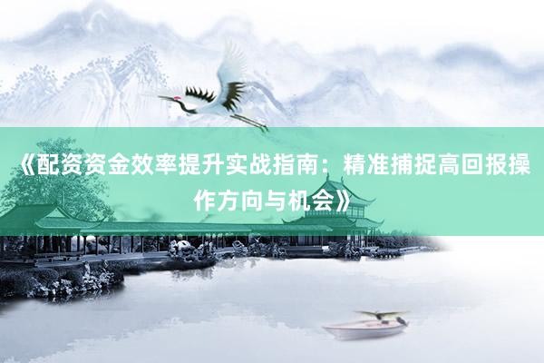 《配资资金效率提升实战指南：精准捕捉高回报操作方向与机会》