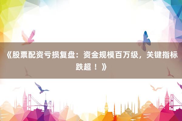 《股票配资亏损复盘：资金规模百万级，关键指标跌超 ！》