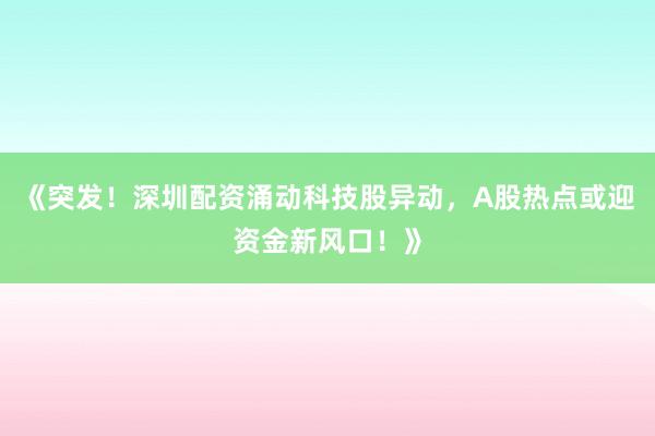 《突发！深圳配资涌动科技股异动，A股热点或迎资金新风口！》